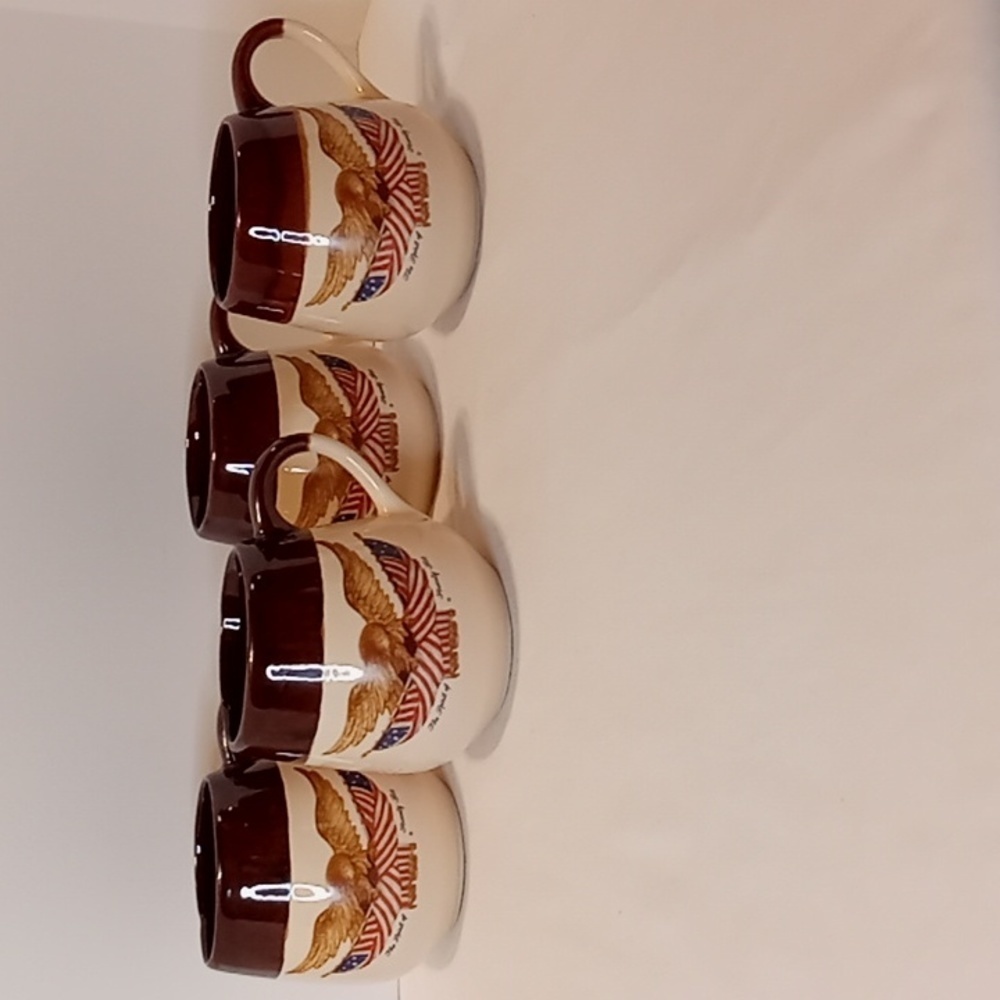 Four McCoy Drip Mugs Featuring Carved Wooden Eagle National Gallery Of Art